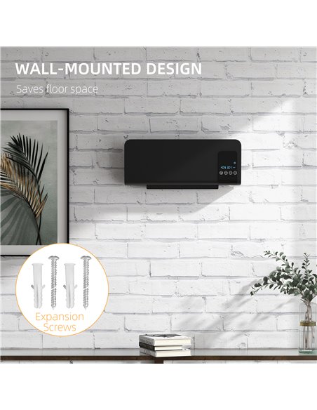 HOMCOM Electric Heater, 2000W Wall Mounted Space Heater with Remote Control, 2 Modes, Timer, Oscillation, Overheat Protection, C - pic 88506 | FastDaddyshop