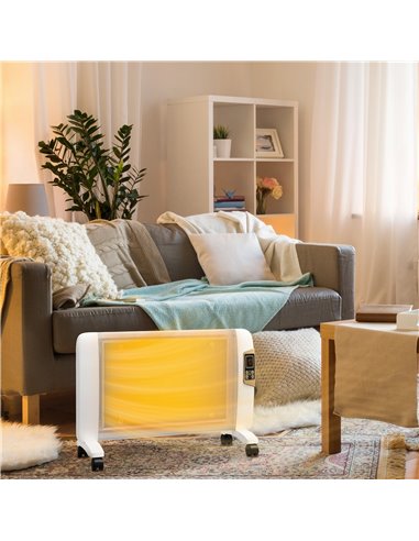 HOMCOM Mica Electric Space Heater, Portable Heater for Home with 2 Heat Settings, Living Room, Study, Garage, Adjustable Tempera