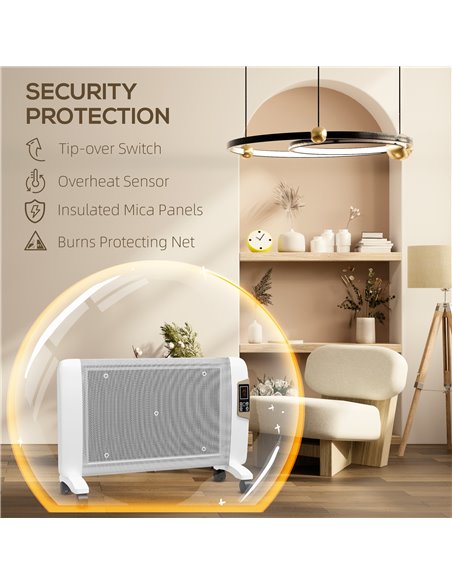HOMCOM Mica Electric Space Heater, Portable Heater for Home with 2 Heat Settings, Living Room, Study, Garage, Adjustable Tempera - pic 88511 | FastDaddyshop