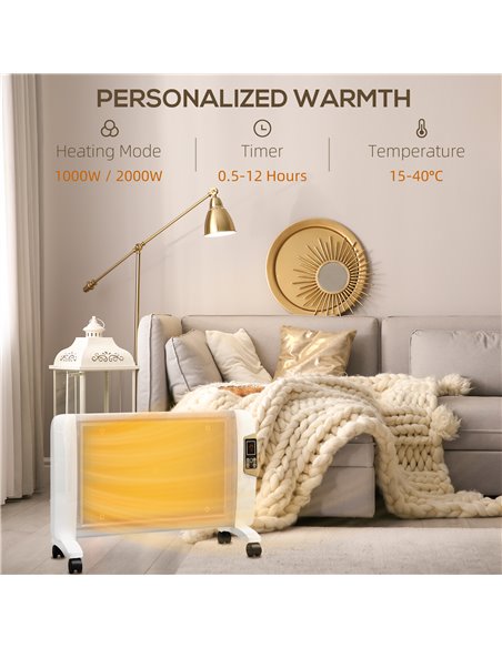 HOMCOM Mica Electric Space Heater, Portable Heater for Home with 2 Heat Settings, Living Room, Study, Garage, Adjustable Tempera - pic 88512 | FastDaddyshop