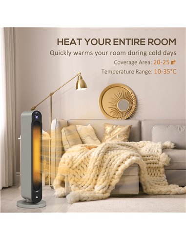 HOMCOM Electric Heater, 2200W Energy Efficient Ceramic Heater with Remote, 3 Modes, Timer, 45° Oscillation, Space Heater for Hom