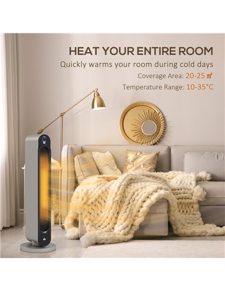 HOMCOM Electric Heater, 2200W Energy Efficient Ceramic Heater with Remote, 3 Modes, Timer, 45° Oscillation, Space Heater for Hom - pic 88529 | FastDaddyshop