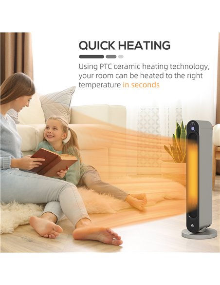 HOMCOM Electric Heater, 2200W Energy Efficient Ceramic Heater with Remote, 3 Modes, Timer, 45° Oscillation, Space Heater for Hom - pic 88530 | FastDaddyshop