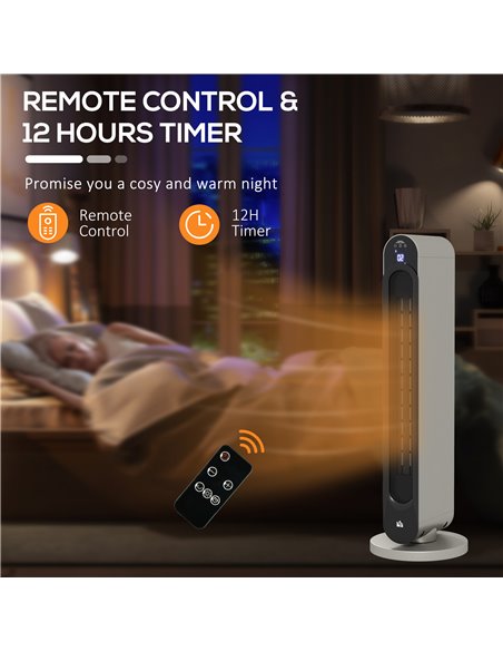 HOMCOM Electric Heater, 2200W Energy Efficient Ceramic Heater with Remote, 3 Modes, Timer, 45° Oscillation, Space Heater for Hom - pic 88533 | FastDaddyshop
