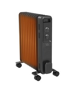 HOMCOM 2500W Oil Filled Radiator, 11 Fin, Portable Electric Heater with 3 Heat Settings, Safety Cut-Off and Wheels, Grey 820-272