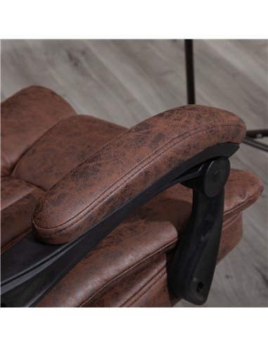 Vinsetto Home Office Chair Microfibre Desk Chair with Reclining Function Armrests Swivel Wheels Footrest Brown