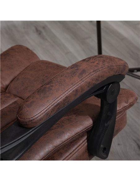 Vinsetto Home Office Chair Microfibre Desk Chair with Reclining Function Armrests Swivel Wheels Footrest Brown - pic 8862 | FastDaddyshop