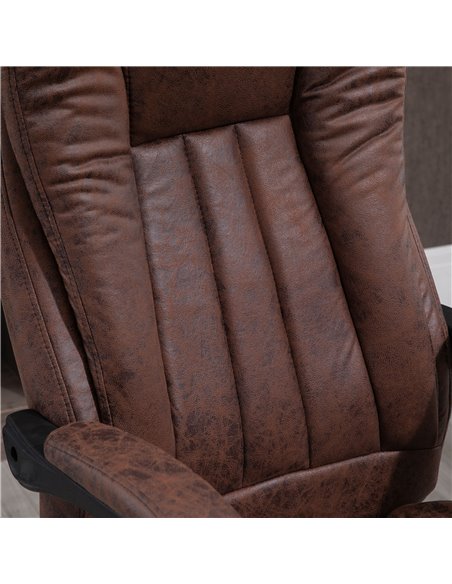 Vinsetto Home Office Chair Microfibre Desk Chair with Reclining Function Armrests Swivel Wheels Footrest Brown - pic 8863 | FastDaddyshop