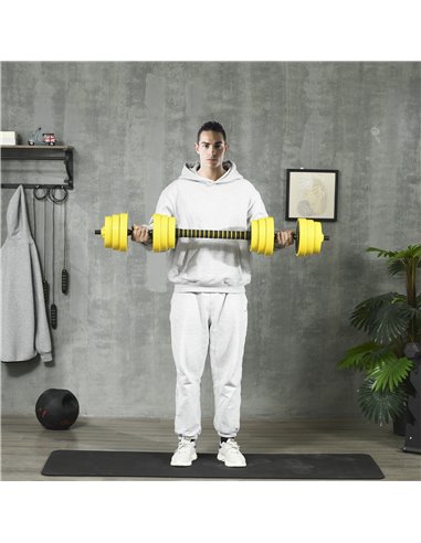 HOMCOM Adjustable Dumbbell Set: 30kg Weight Plates with Bar Clamps & Rod, Ergonomic Home Gym Fitness Equipment A91-088V02