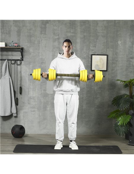 HOMCOM Adjustable Dumbbell Set: 30kg Weight Plates with Bar Clamps & Rod, Ergonomic Home Gym Fitness Equipment A91-088V02 - pic 88653 | FastDaddyshop