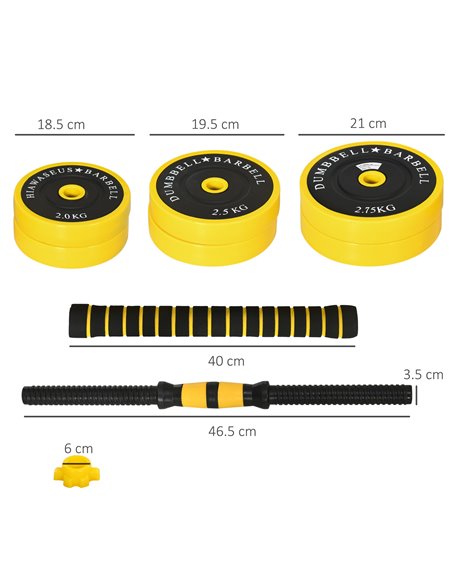 HOMCOM Adjustable Dumbbell Set: 30kg Weight Plates with Bar Clamps & Rod, Ergonomic Home Gym Fitness Equipment A91-088V02 - pic 88654 | FastDaddyshop