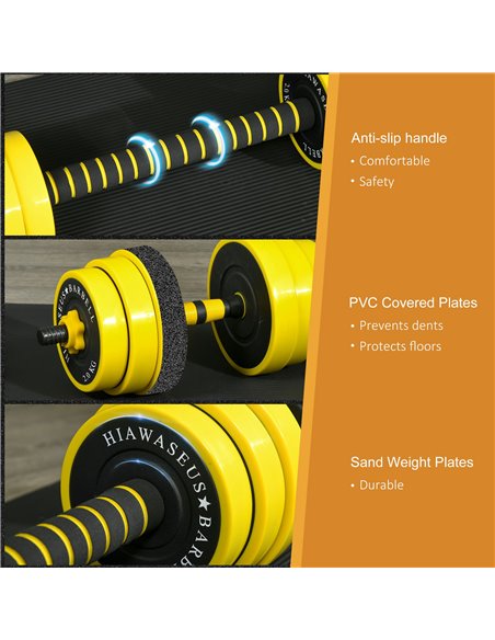 HOMCOM Adjustable Dumbbell Set: 30kg Weight Plates with Bar Clamps & Rod, Ergonomic Home Gym Fitness Equipment A91-088V02 - pic 88656 | FastDaddyshop