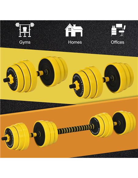 HOMCOM Adjustable Dumbbell Set: 30kg Weight Plates with Bar Clamps & Rod, Ergonomic Home Gym Fitness Equipment A91-088V02 - pic 88657 | FastDaddyshop