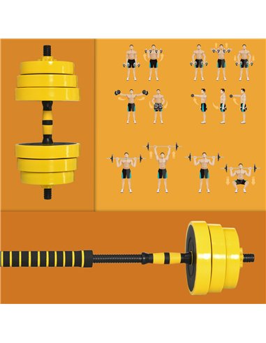 HOMCOM Adjustable Dumbbell Set: 30kg Weight Plates with Bar Clamps & Rod, Ergonomic Home Gym Fitness Equipment A91-088V02