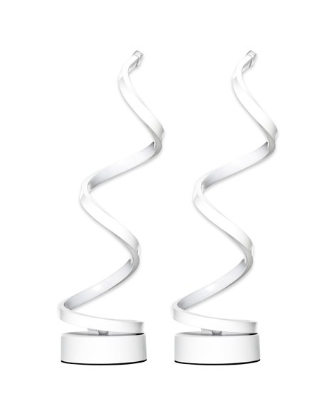 HOMCOM Set of 2 Modern Wave-Shaped LED Table Lamp with Round Metal Base for Living Room, Bedroom, White B31-P013 - pic 88697 | FastDaddyshop