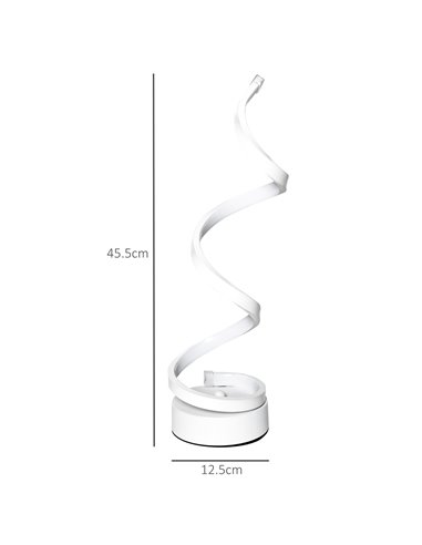 HOMCOM Set of 2 Modern Wave-Shaped LED Table Lamp with Round Metal Base for Living Room, Bedroom, White B31-P013