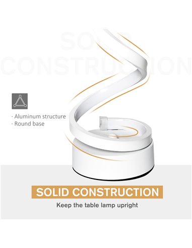 HOMCOM Set of 2 Modern Wave-Shaped LED Table Lamp with Round Metal Base for Living Room, Bedroom, White B31-P013
