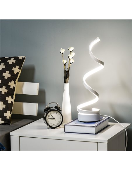 HOMCOM Set of 2 Modern Wave-Shaped LED Table Lamp with Round Metal Base for Living Room, Bedroom, White B31-P013 - pic 88703 | FastDaddyshop