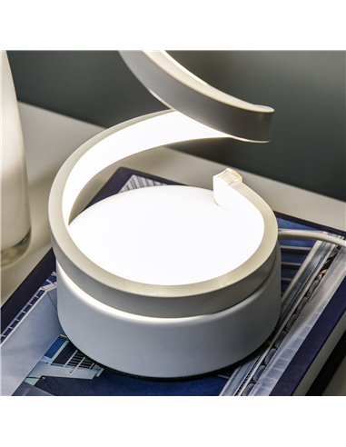 HOMCOM Set of 2 Modern Wave-Shaped LED Table Lamp with Round Metal Base for Living Room, Bedroom, White B31-P013