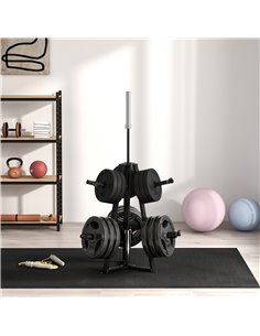 SPORTNOW Weight Tree Weight Rack for 5cm Weight Plates and Barbell Bar with 6 Fasten Clamps, 300kg Capacity A91-331V00BK 2