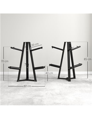 SPORTNOW Weight Tree Weight Rack for 5cm Weight Plates and Barbell Bar with 6 Fasten Clamps, 300kg Capacity A91-331V00BK