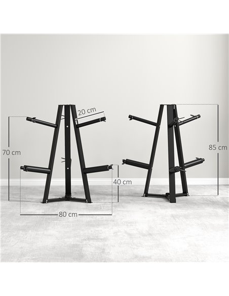 SPORTNOW Weight Tree Weight Rack for 5cm Weight Plates and Barbell Bar with 6 Fasten Clamps, 300kg Capacity A91-331V00BK - pic 88708 | FastDaddyshop