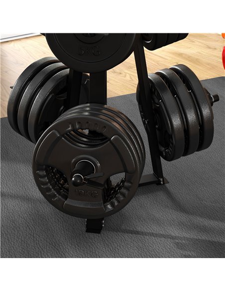 SPORTNOW Weight Tree Weight Rack for 5cm Weight Plates and Barbell Bar with 6 Fasten Clamps, 300kg Capacity A91-331V00BK - pic 88712 | FastDaddyshop