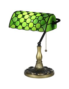 HOMCOM Stained Glass Bedroom Table Lamp, Handmade Antique Bedside Light for Bedroom, Living Room, Home, Nightstand, Green B31-48