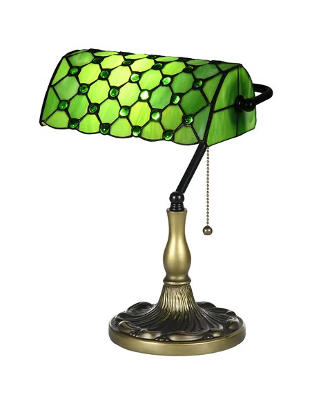 HOMCOM Stained Glass Bedroom Table Lamp, Handmade Antique Bedside Light for Bedroom, Living Room, Home, Nightstand, Green B31-48 - pic 88715 | FastDaddyshop
