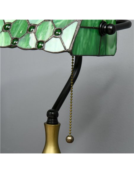 HOMCOM Stained Glass Bedroom Table Lamp, Handmade Antique Bedside Light for Bedroom, Living Room, Home, Nightstand, Green B31-48 - pic 88722 | FastDaddyshop