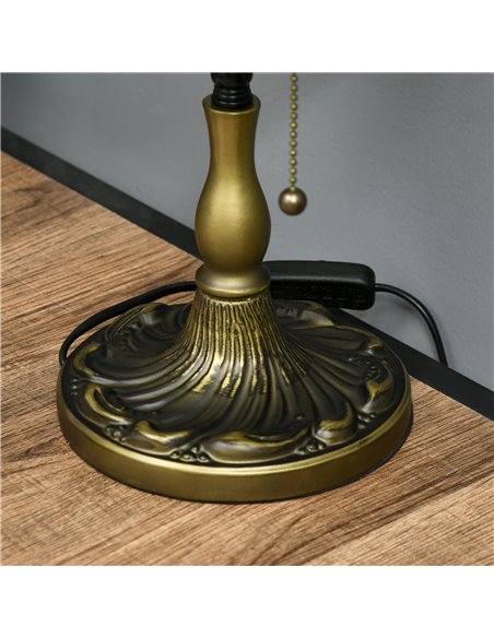 HOMCOM Stained Glass Bedroom Table Lamp, Handmade Antique Bedside Light for Bedroom, Living Room, Home, Nightstand, Green B31-48 - pic 88723 | FastDaddyshop