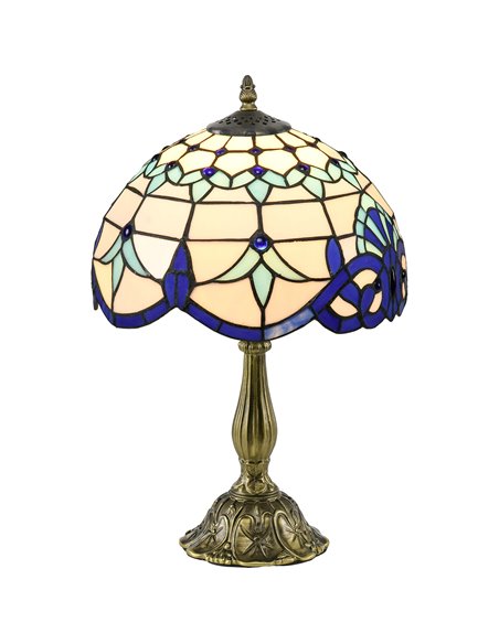 HOMCOM Stained Glass Bedroom Table Lamp, Handmade Antique Bedside Light for Bedroom, Living Room, Home, Decorative Night Light,  - pic 88724 | FastDaddyshop