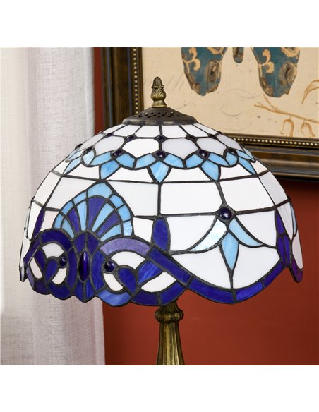 HOMCOM Stained Glass Bedroom Table Lamp, Handmade Antique Bedside Light for Bedroom, Living Room, Home, Decorative Night Light,  - pic 88731 | FastDaddyshop