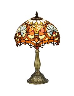 HOMCOM Stained Glass Bedroom Table Lamp, Handcrafted Artisan Collectible, Bedside Light, Multi-Coloured, Zinc Alloy B31-489V70MX