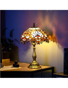 HOMCOM Stained Glass Bedroom Table Lamp, Handcrafted Artisan Collectible, Bedside Light, Multi-Coloured, Zinc Alloy B31-489V70MX 2