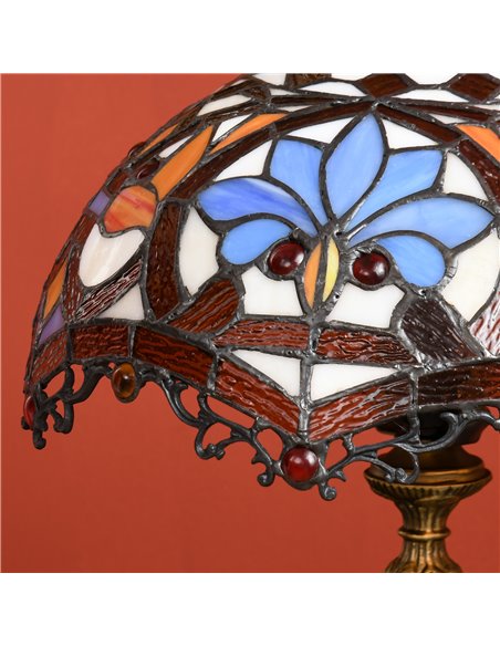HOMCOM Stained Glass Bedroom Table Lamp, Handcrafted Artisan Collectible, Bedside Light, Multi-Coloured, Zinc Alloy B31-489V70MX - pic 88739 | FastDaddyshop