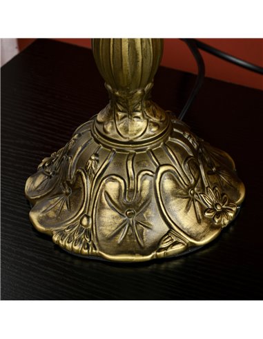 HOMCOM Stained Glass Bedroom Table Lamp, Handcrafted Artisan Collectible, Bedside Light, Multi-Coloured, Zinc Alloy B31-489V70MX