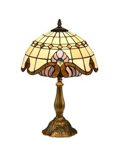 HOMCOM Stained Glass Bedroom Table Lamp, Handmade Antique Bedside Light, Decorative Night Light for Bedroom, Living Room, Home B