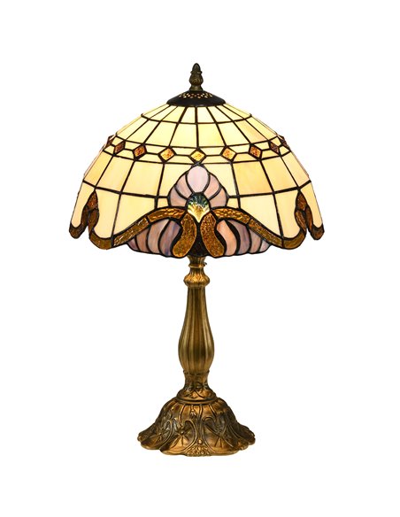 HOMCOM Stained Glass Bedroom Table Lamp, Handmade Antique Bedside Light, Decorative Night Light for Bedroom, Living Room, Home B - pic 88742 | FastDaddyshop
