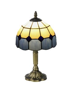 HOMCOM Handmade Stained Glass Bedroom Table Lamp, Antique Bedside Light for Bedroom, Living Room, Home, Decorative Night Light, 