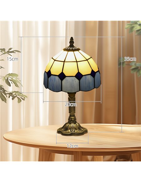 HOMCOM Handmade Stained Glass Bedroom Table Lamp, Antique Bedside Light for Bedroom, Living Room, Home, Decorative Night Light,  - pic 88753 | FastDaddyshop