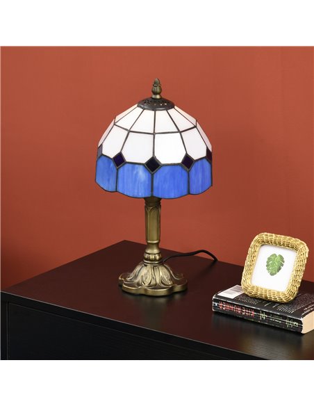 HOMCOM Handmade Stained Glass Bedroom Table Lamp, Antique Bedside Light for Bedroom, Living Room, Home, Decorative Night Light,  - pic 88757 | FastDaddyshop