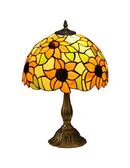 HOMCOM Stained Glass Bedroom Table Lamp, Handmade Antique Bedside Light for Bedroom, Living Room, Decorative Night Light, Orange - pic 88760 | FastDaddyshop