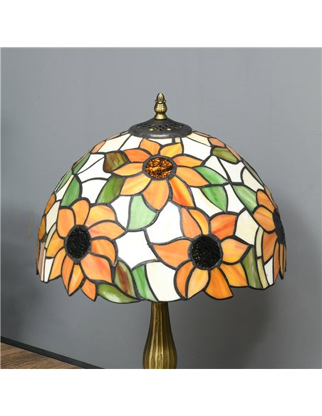 HOMCOM Stained Glass Bedroom Table Lamp, Handmade Antique Bedside Light for Bedroom, Living Room, Decorative Night Light, Orange - pic 88765 | FastDaddyshop