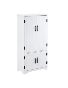 HOMCOM Accent Floor Storage Cabinet Kitchen Pantry with Adjustable Shelves and 2 Lower Doors, White 837-087WT