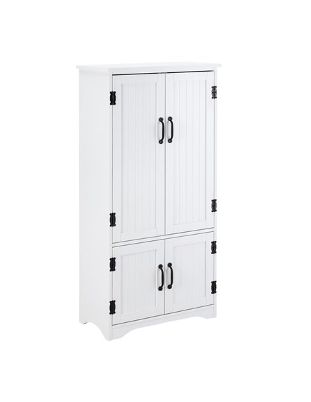 HOMCOM Accent Floor Storage Cabinet Kitchen Pantry with Adjustable Shelves and 2 Lower Doors, White 837-087WT - pic 88796 | FastDaddyshop
