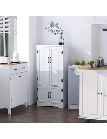 HOMCOM Accent Floor Storage Cabinet Kitchen Pantry with Adjustable Shelves and 2 Lower Doors, White 837-087WT - pic 88797 | FastDaddyshop