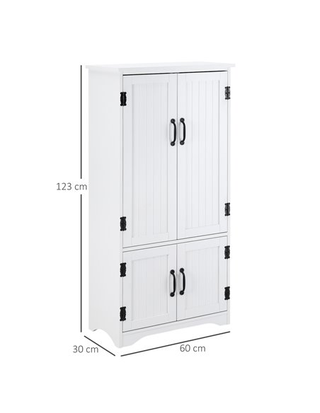 HOMCOM Accent Floor Storage Cabinet Kitchen Pantry with Adjustable Shelves and 2 Lower Doors, White 837-087WT - pic 88798 | FastDaddyshop