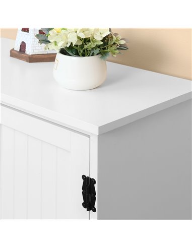HOMCOM Accent Floor Storage Cabinet Kitchen Pantry with Adjustable Shelves and 2 Lower Doors, White 837-087WT