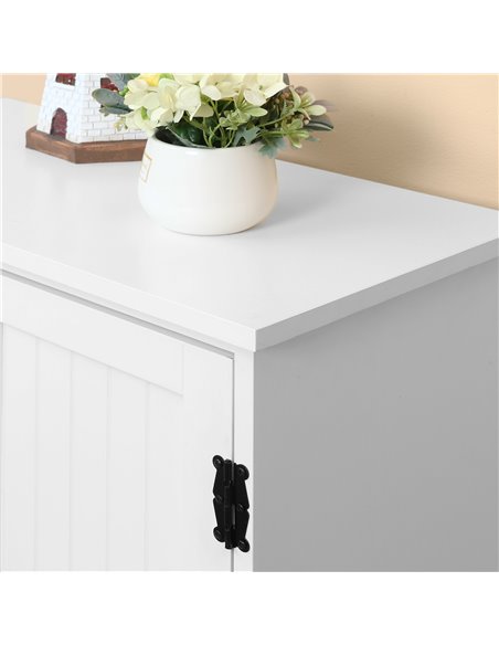 HOMCOM Accent Floor Storage Cabinet Kitchen Pantry with Adjustable Shelves and 2 Lower Doors, White 837-087WT - pic 88803 | FastDaddyshop